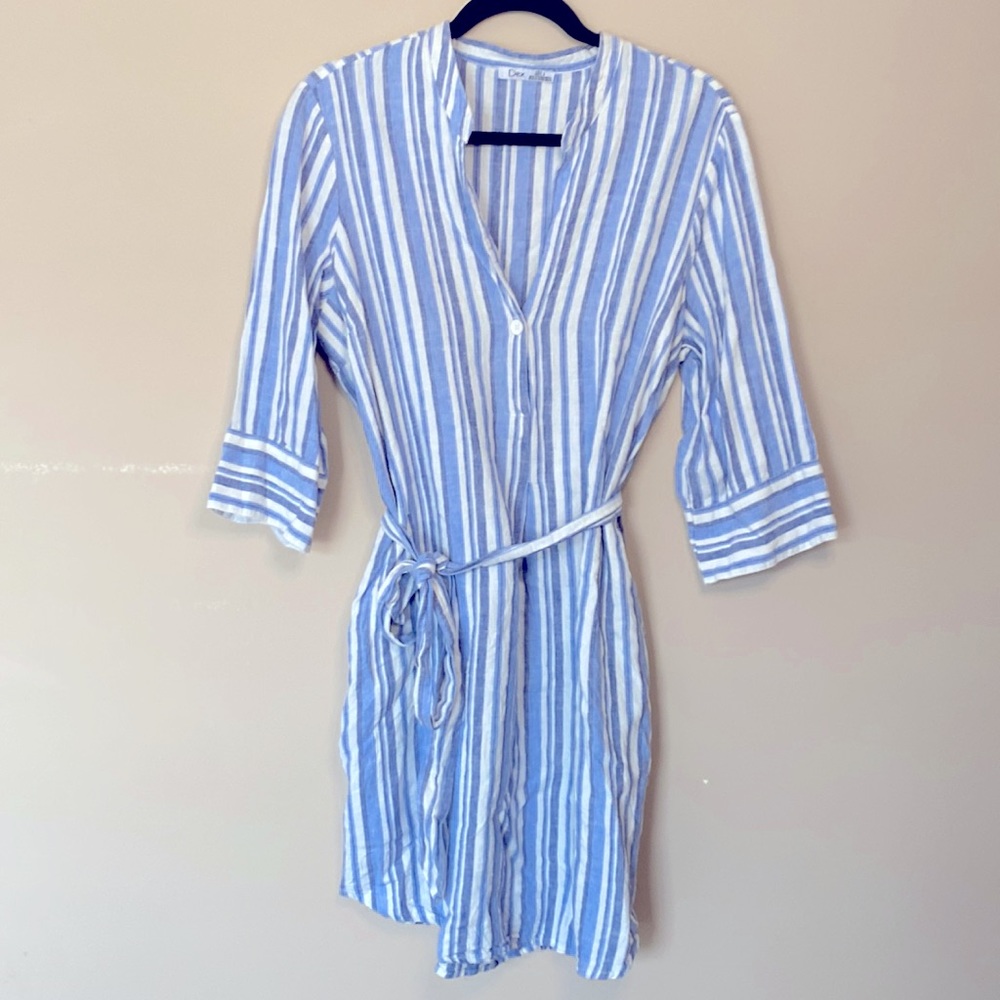 Blue & white striped Dex dress. Size L. Like new, only worn once.